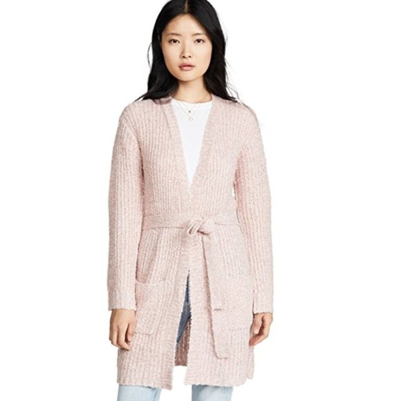 BB Dakota Mauve Rose Belted Point Cardigan Sweater - Picture 2 of 6